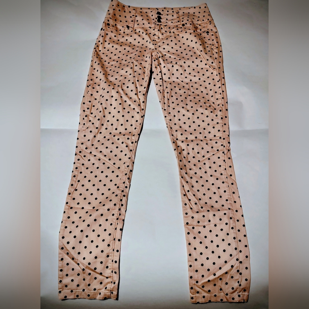 Instant Vintage IV Girls/Women’s Sz 4 Peach Black Skinny Polka Dot Skinny Jeans